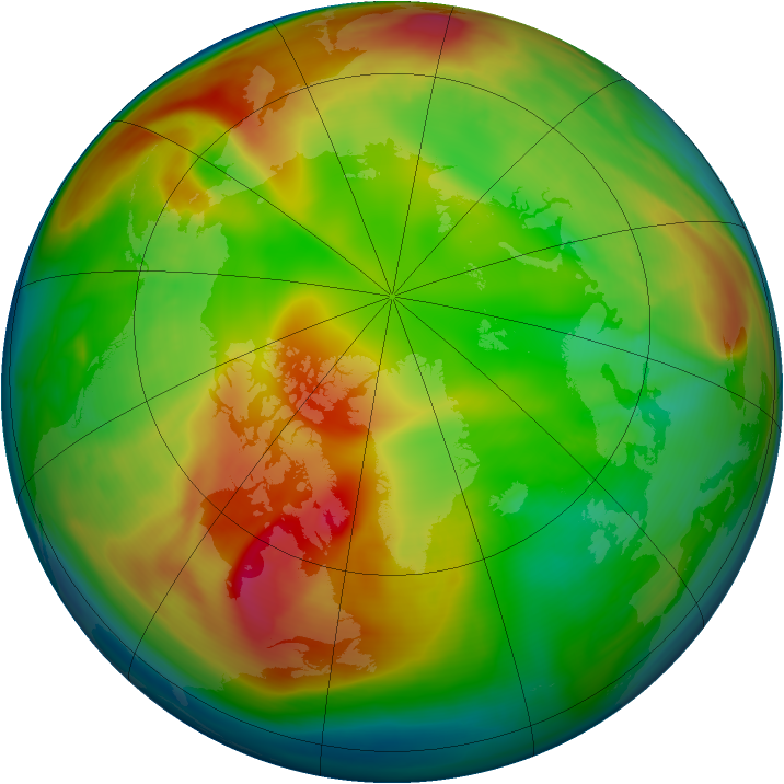 Arctic ozone map for 31 January 2007